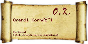 Orendi Kornél névjegykártya